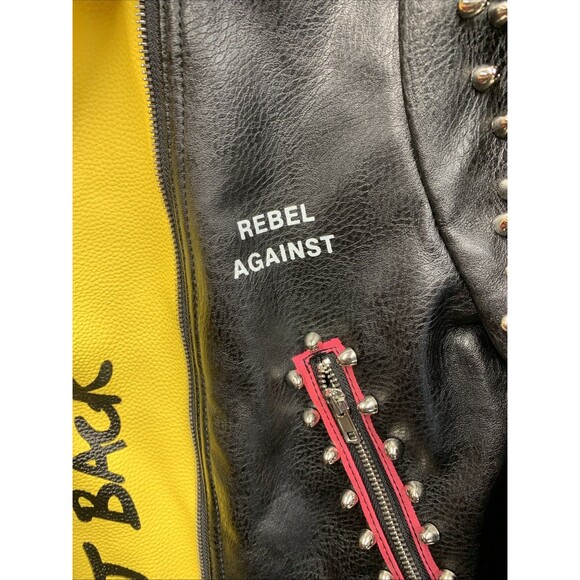 For Her Moto Leather Zebra Printed Jacket 81769 Studded Biker Pockets Large - Picture 14 of 16